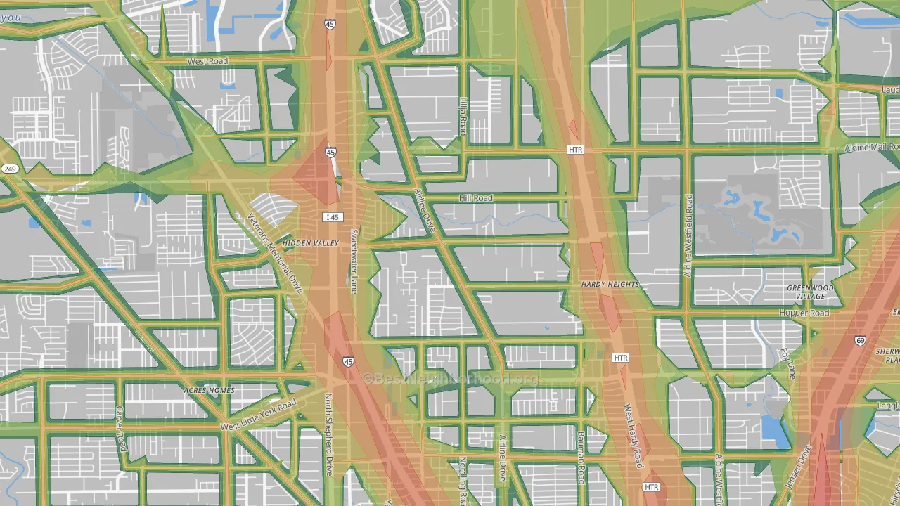 77037, TX Map of Noise Levels in 77037