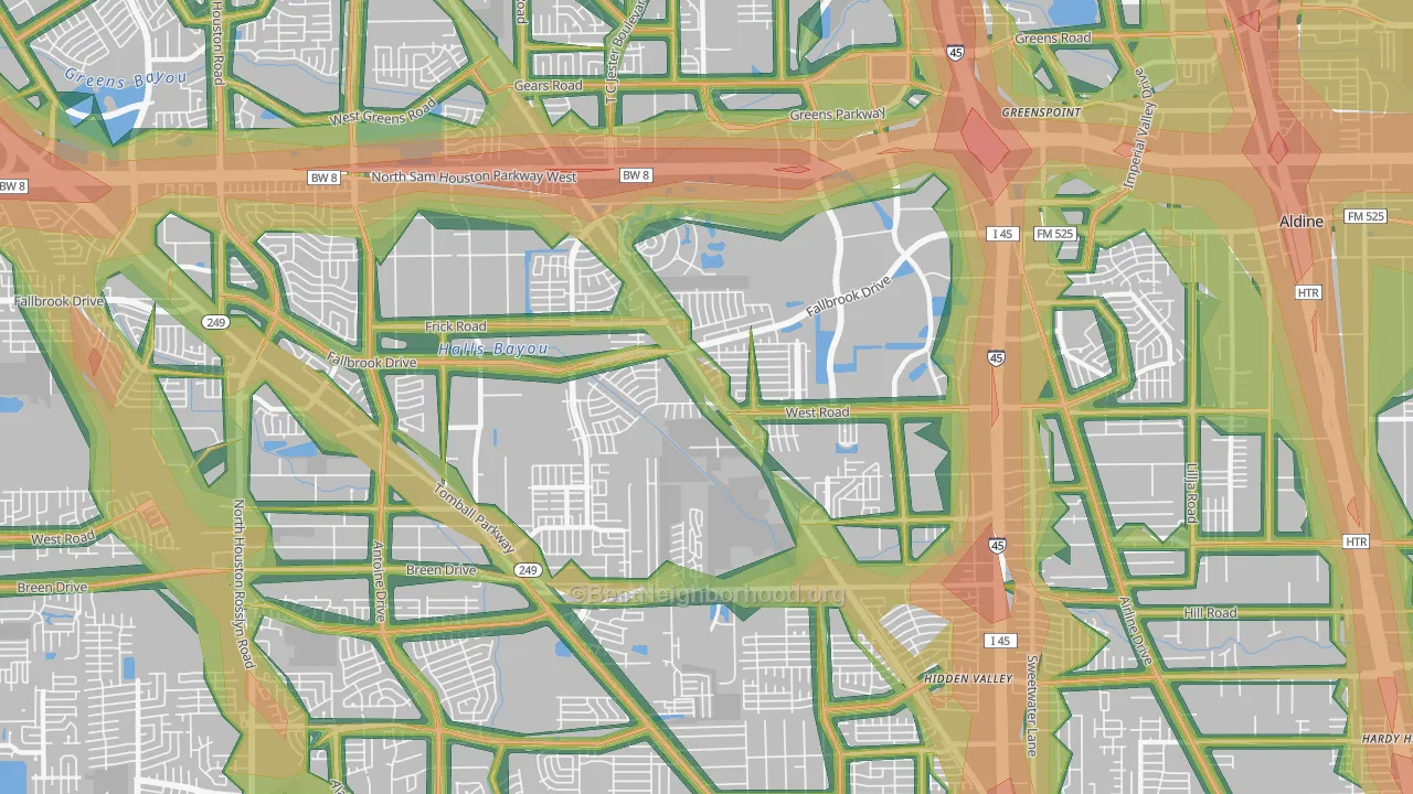 77038, TX Map of Noise Levels in 77038