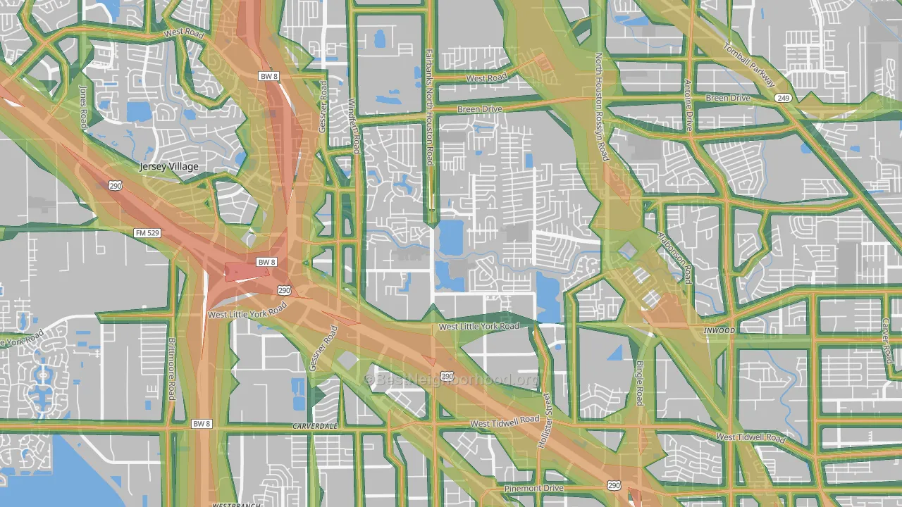 77040, TX Map of Noise Levels in 77040