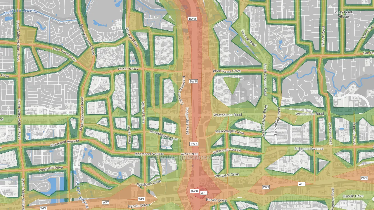 77042, TX Map of Noise Levels in 77042