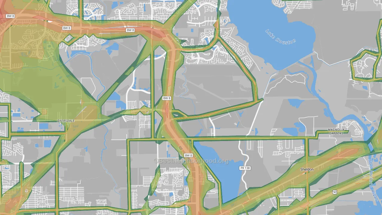 77044, TX Map of Noise Levels in 77044