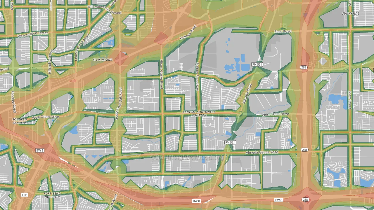 77045, TX Map of Noise Levels in 77045
