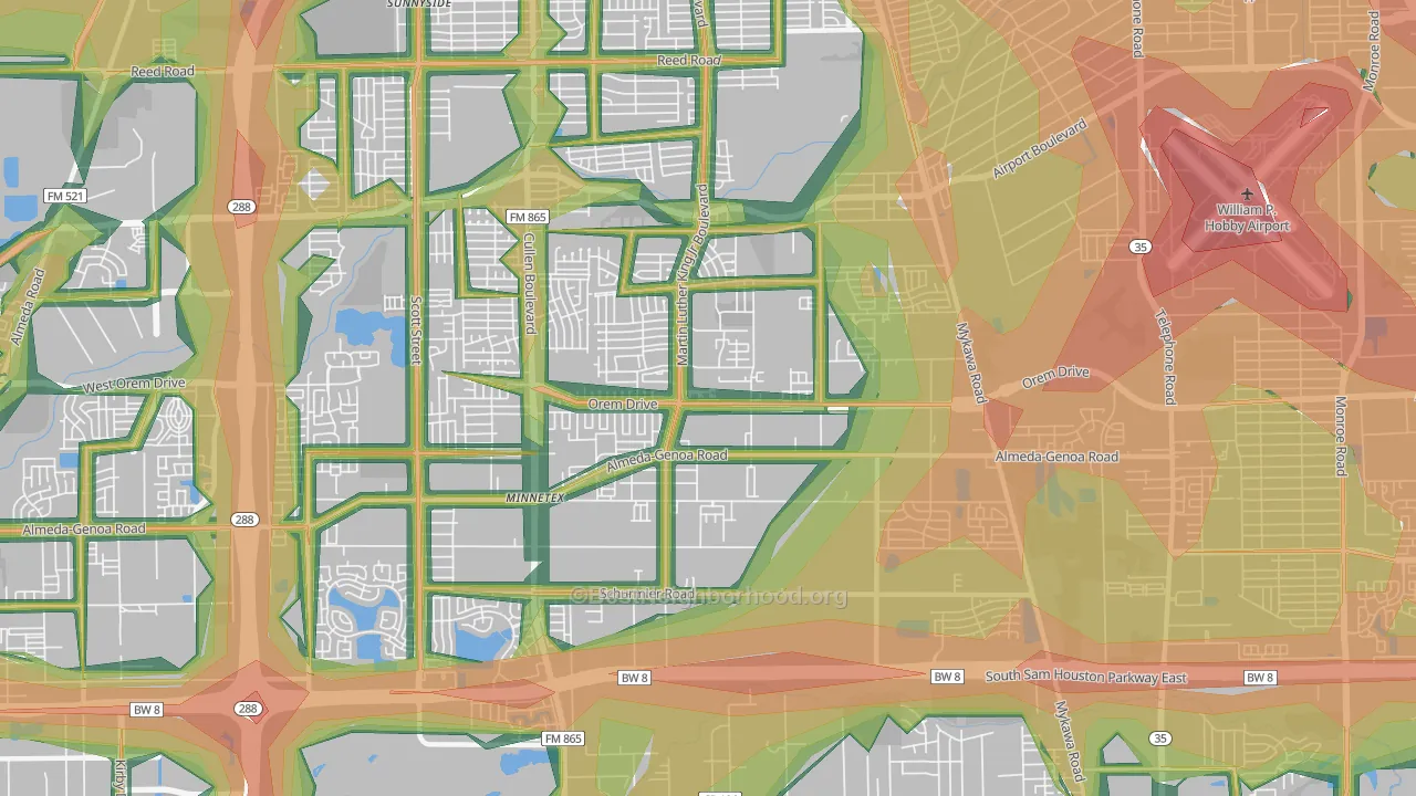 77048, TX Map of Noise Levels in 77048