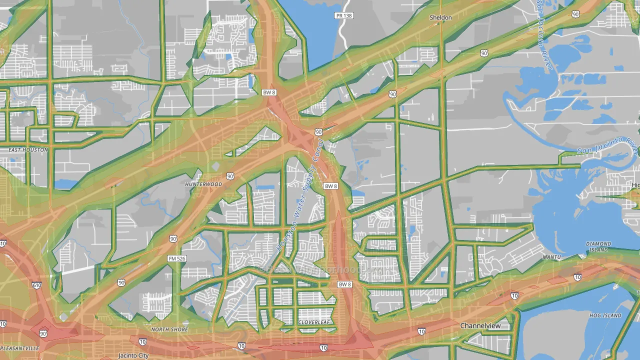 77049, TX Map of Noise Levels in 77049