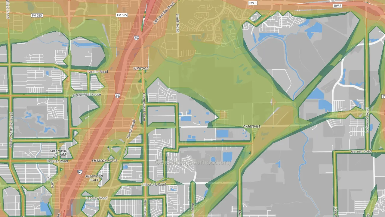 77050, TX Map of Noise Levels in 77050