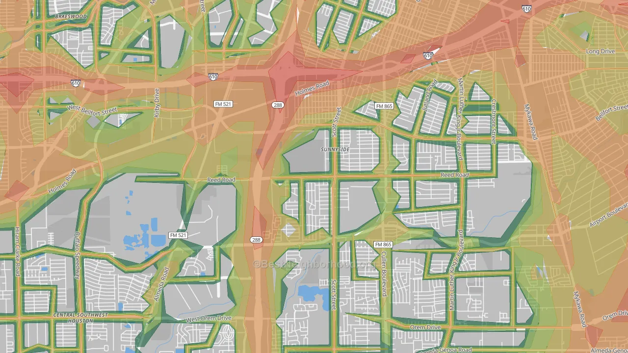 77051, TX Map of Noise Levels in 77051
