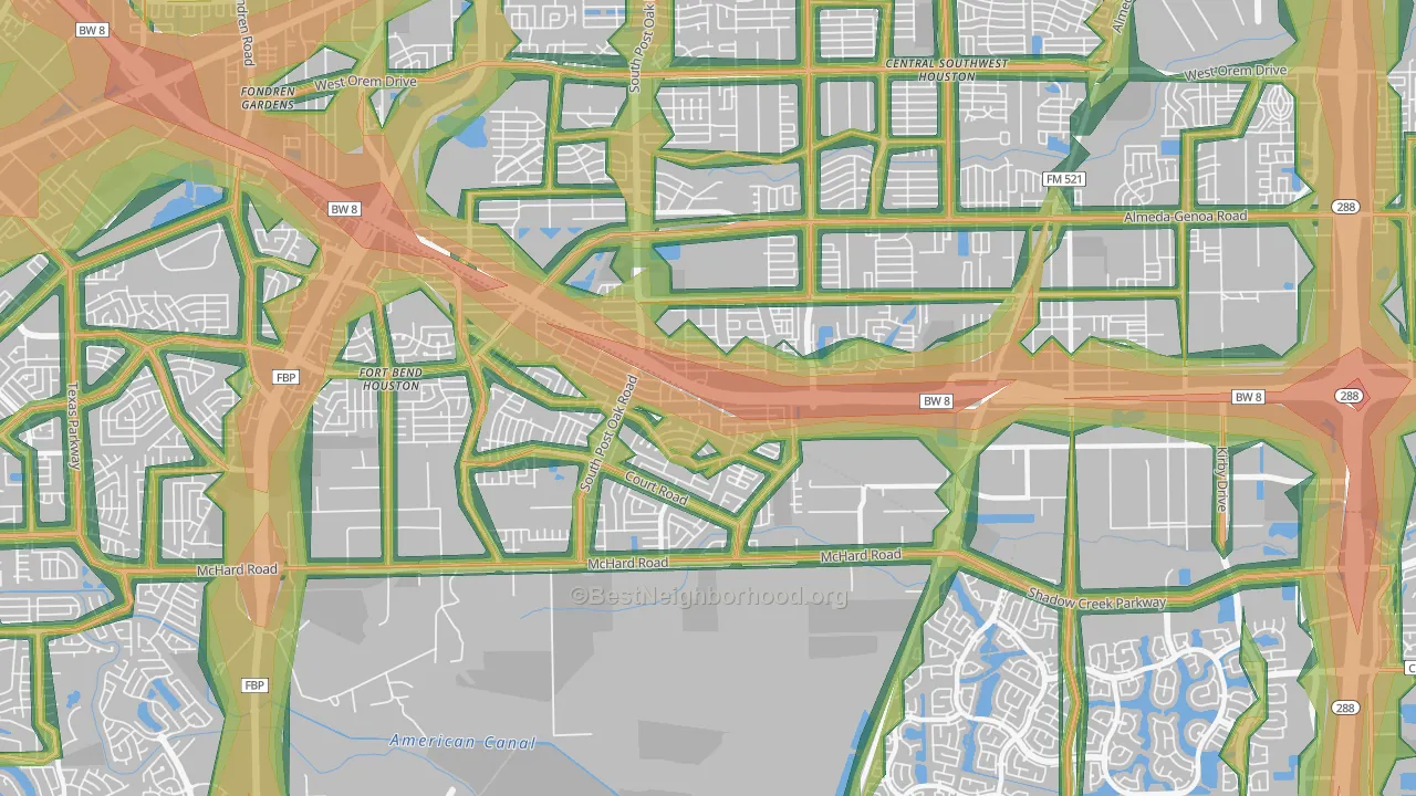 77053, TX Map of Noise Levels in 77053