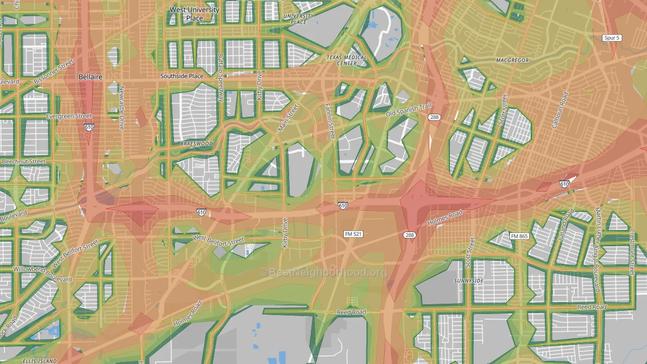 77054, TX Map of Noise Levels in 77054