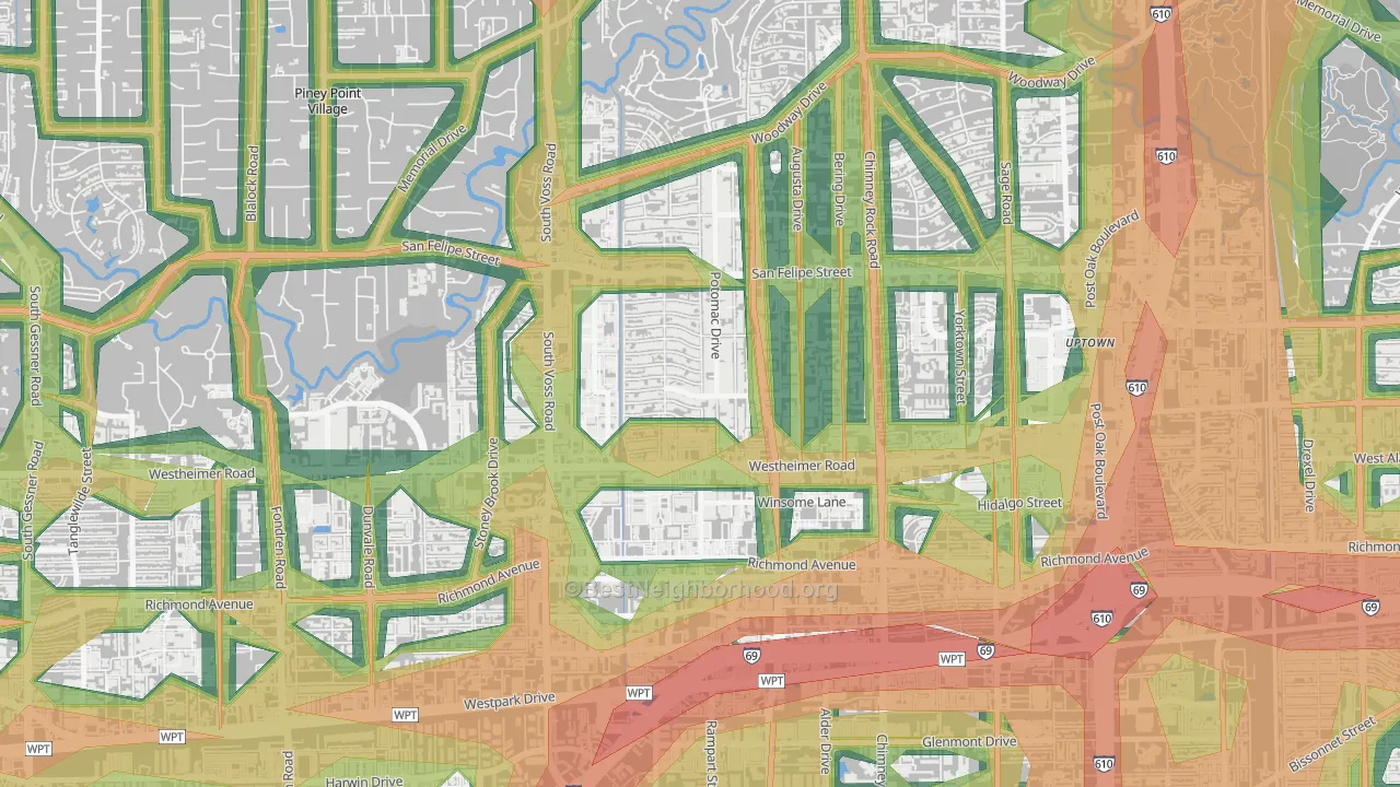 77057, TX Map of Noise Levels in 77057