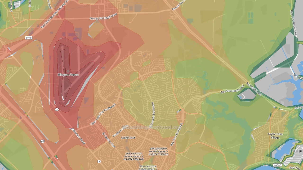 77059, TX Map of Noise Levels in 77059
