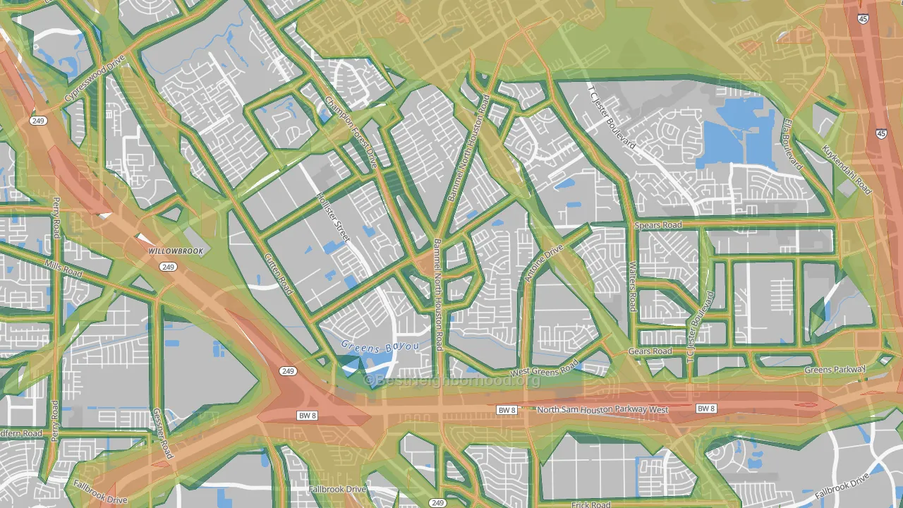 77066, TX Map of Noise Levels in 77066