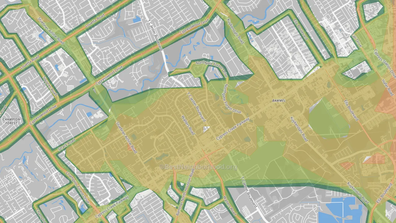77068, TX Map of Noise Levels in 77068