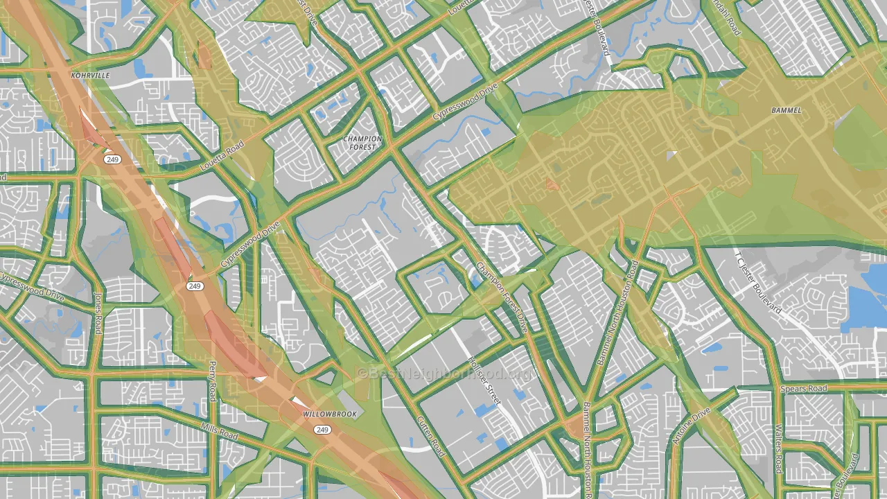 77069, TX Map of Noise Levels in 77069