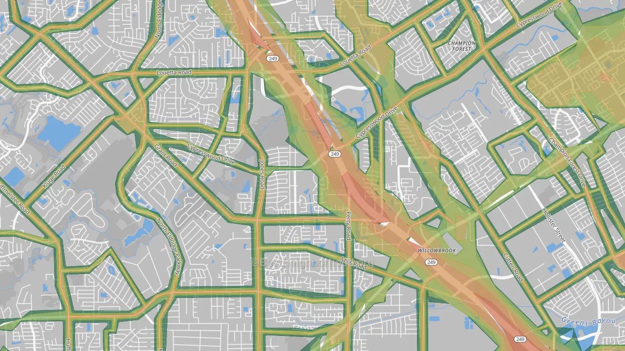 77070, TX Map of Noise Levels in 77070