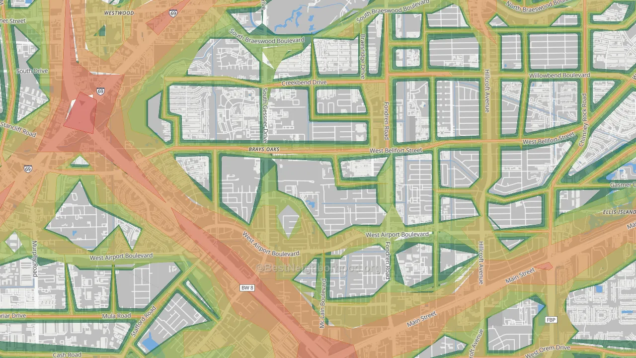 77071, TX Map of Noise Levels in 77071