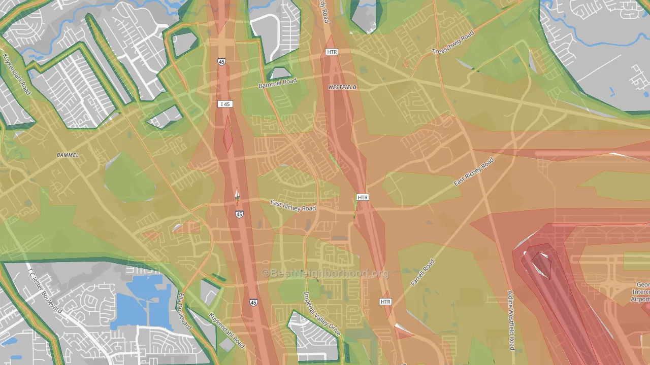 77073, TX Map of Noise Levels in 77073