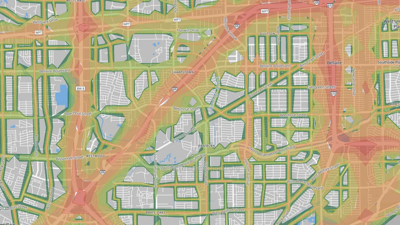 77074, TX Map of Noise Levels in 77074