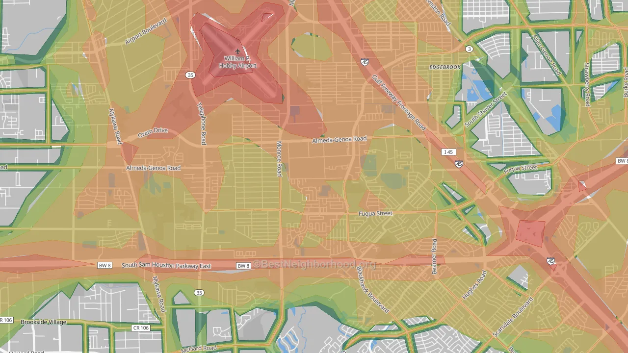 77075, TX Map of Noise Levels in 77075