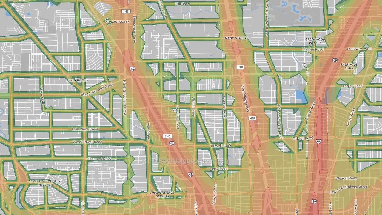 77076, TX Map of Noise Levels in 77076