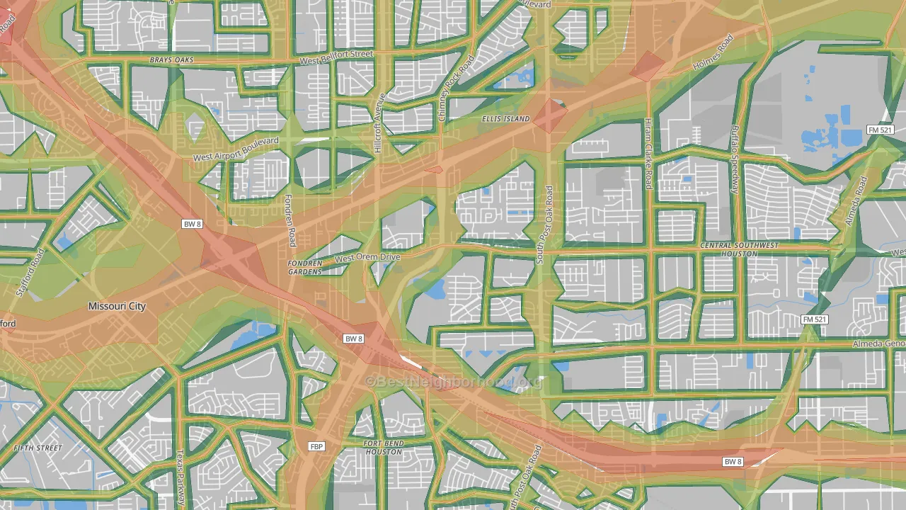 77085, TX Map of Noise Levels in 77085