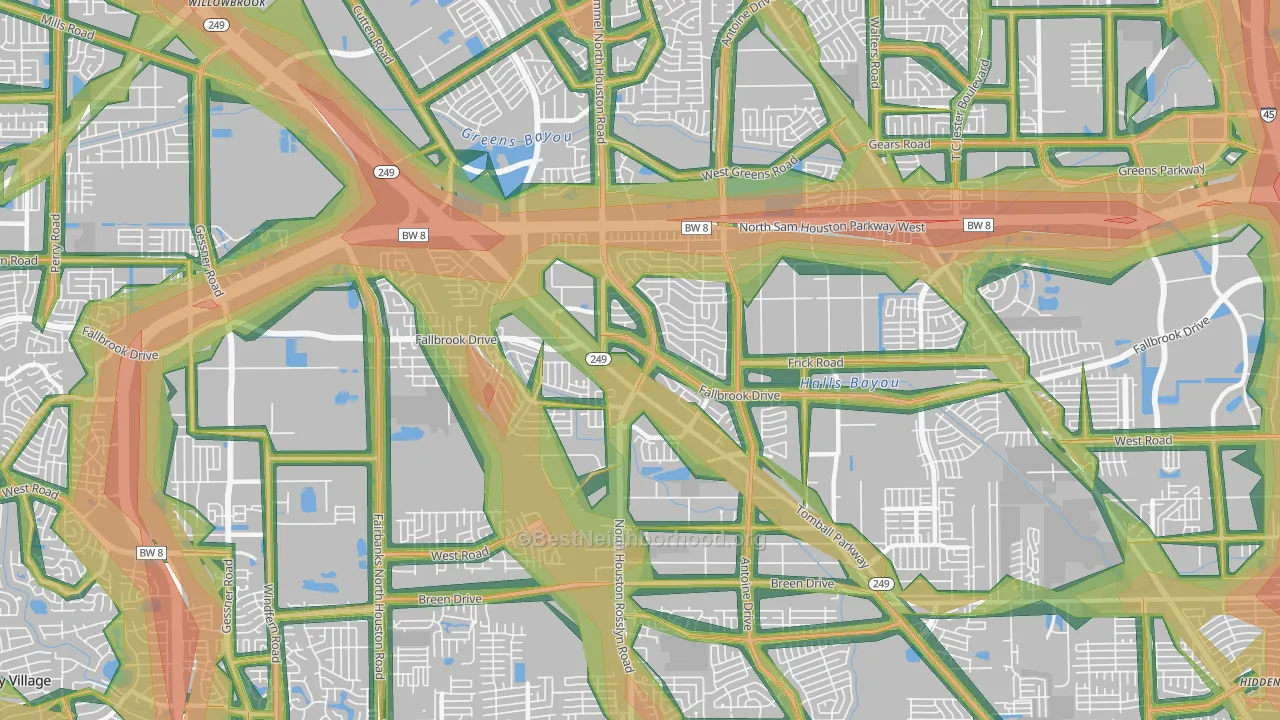 77086, TX Map of Noise Levels in 77086