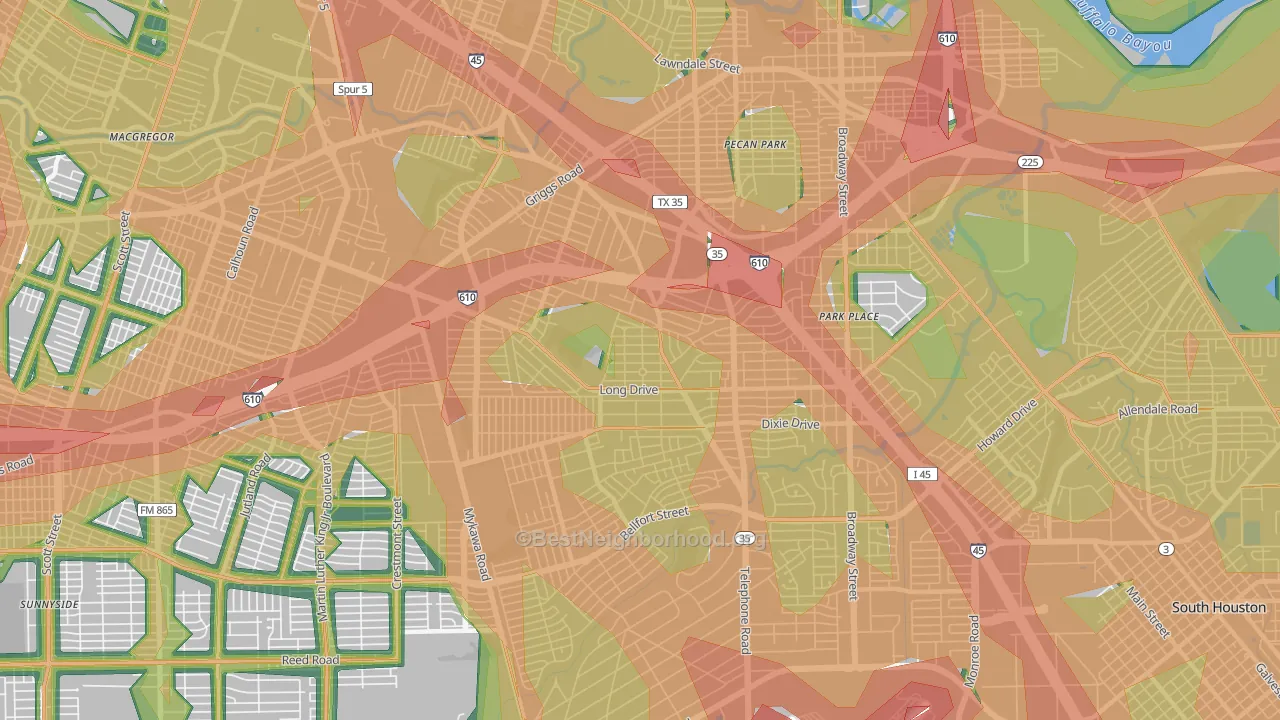 77087, TX Map of Noise Levels in 77087