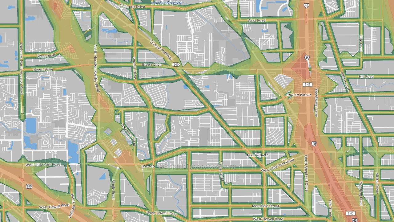 77088, TX Map of Noise Levels in 77088