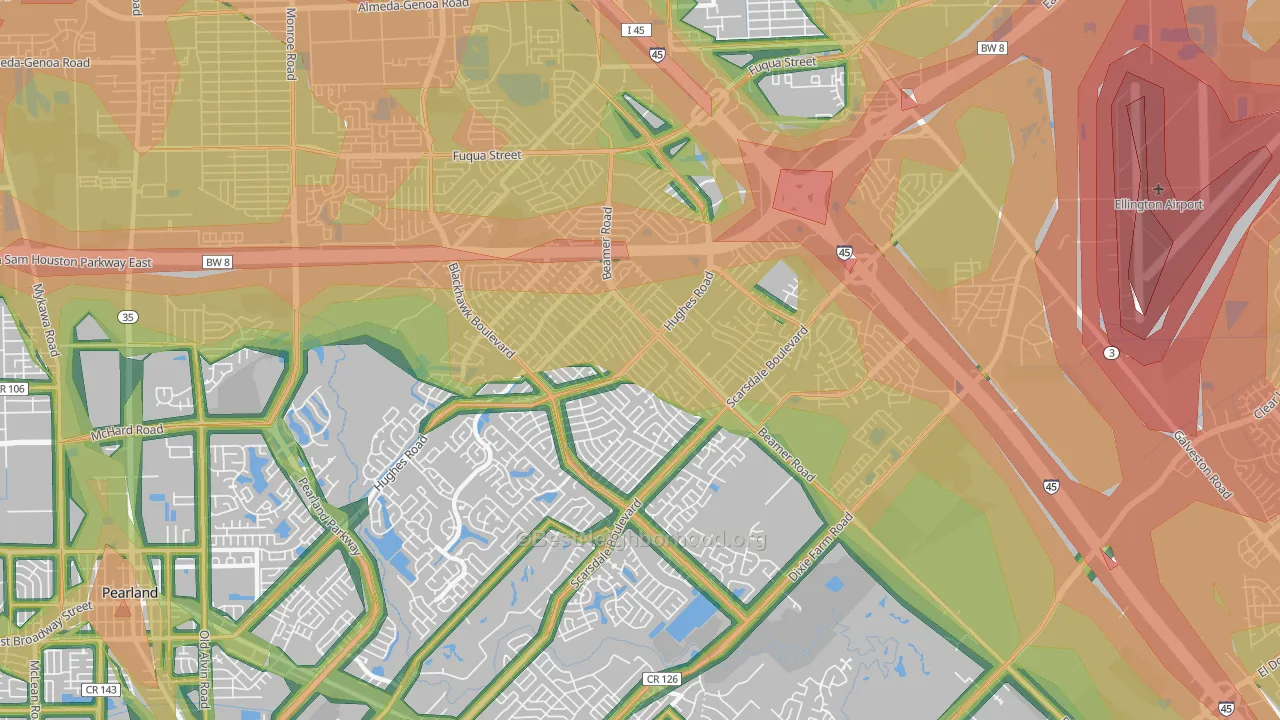 77089, TX Map of Noise Levels in 77089