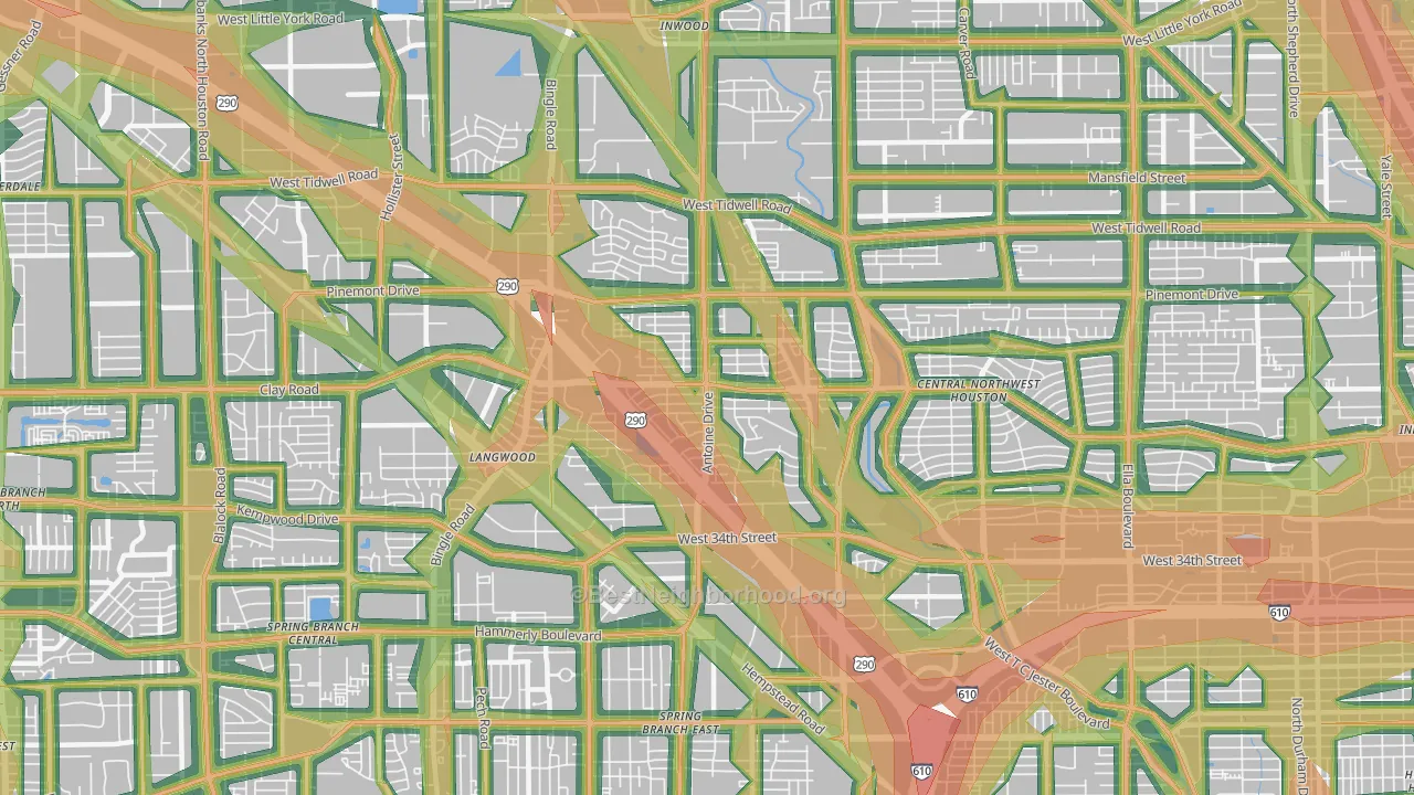 77092, TX Map of Noise Levels in 77092