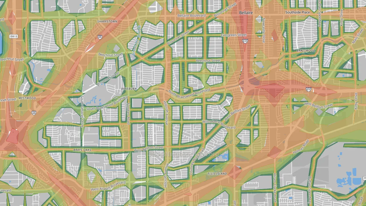 77096, TX Map of Noise Levels in 77096