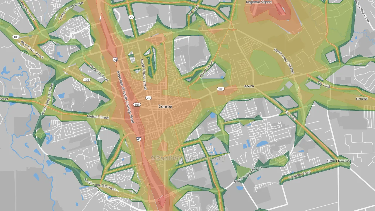 77301, TX Map of Noise Levels in 77301