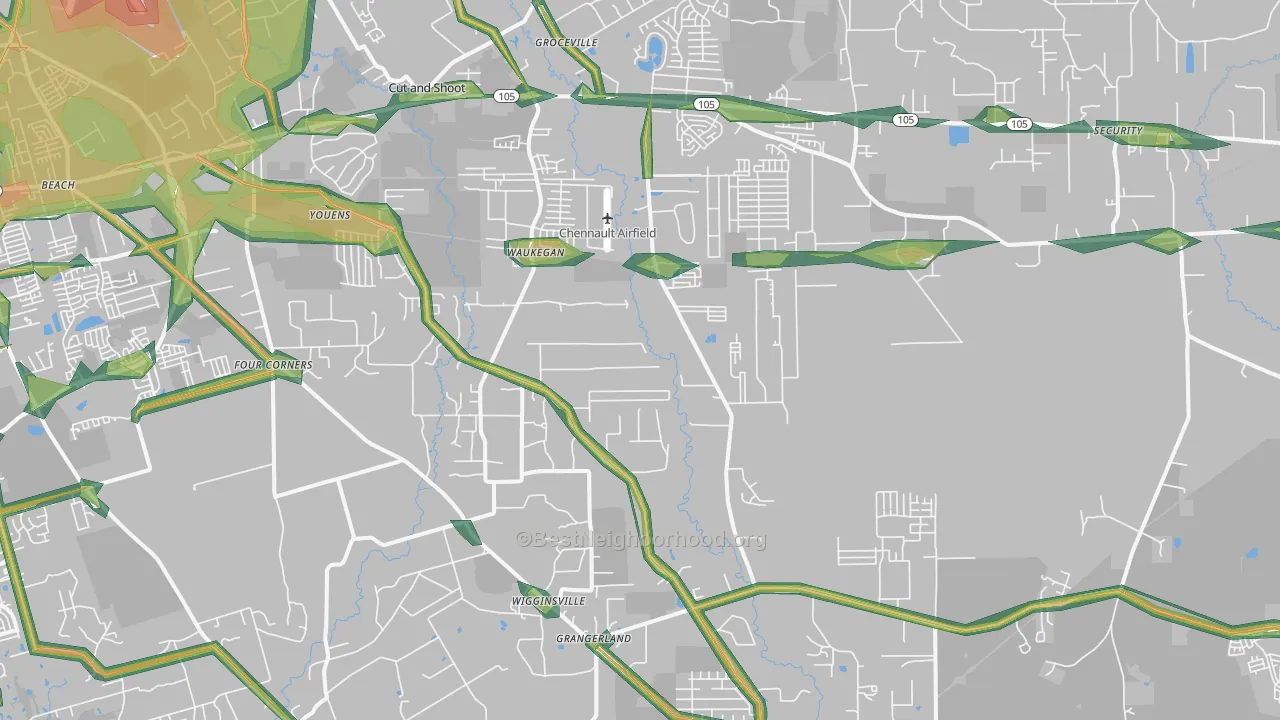 77306, TX Map of Noise Levels in 77306
