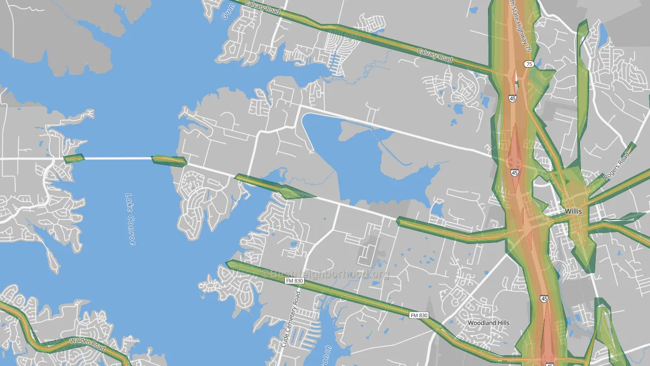 77318, TX Map of Noise Levels in 77318