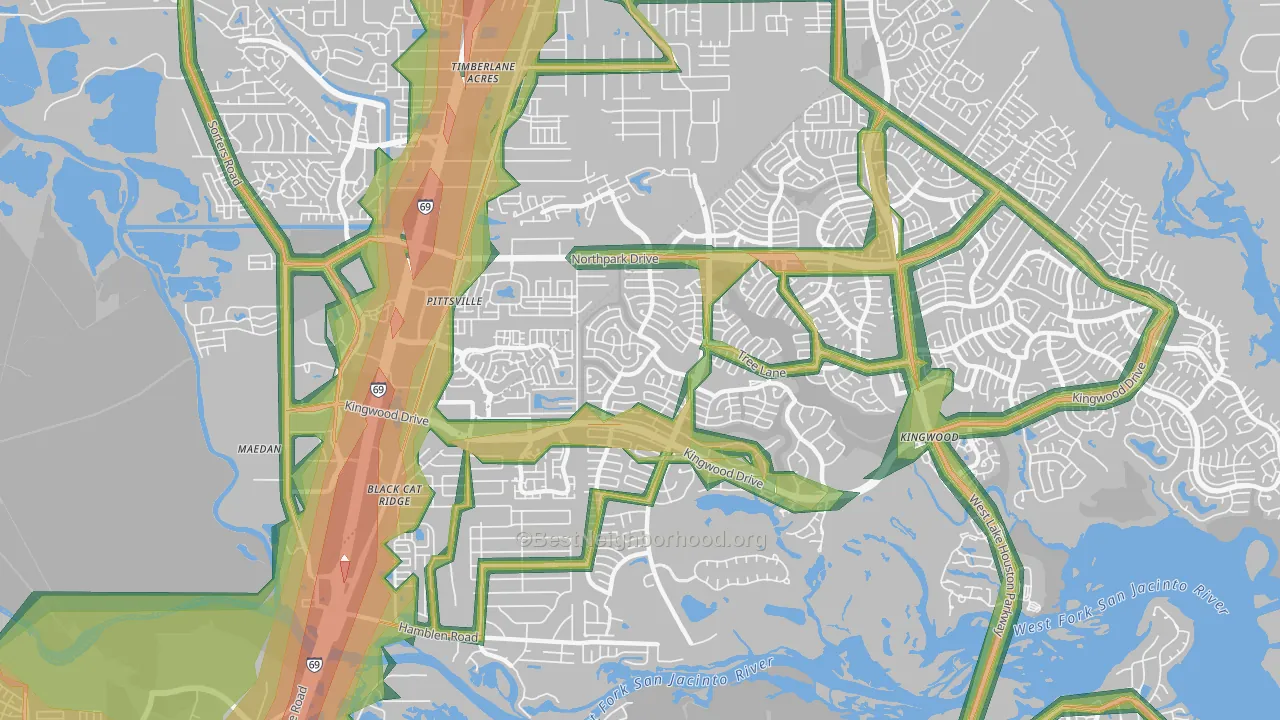 77339, TX Map of Noise Levels in 77339