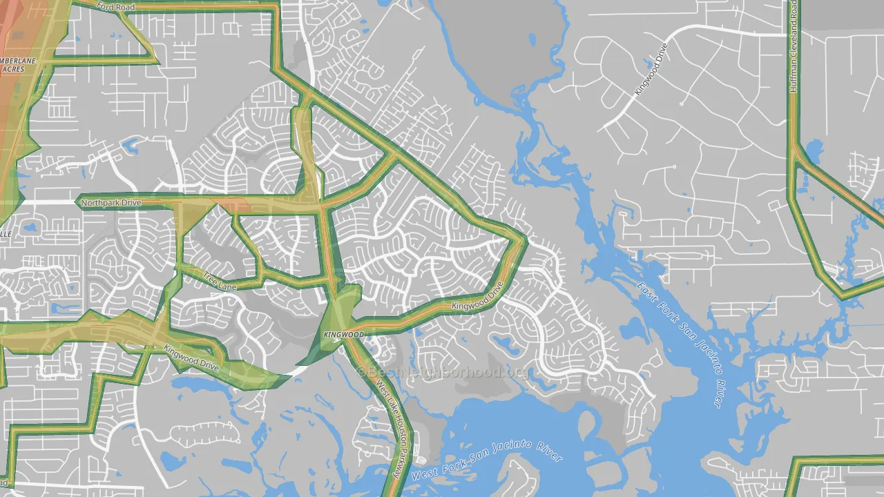 77345, TX Map of Noise Levels in 77345