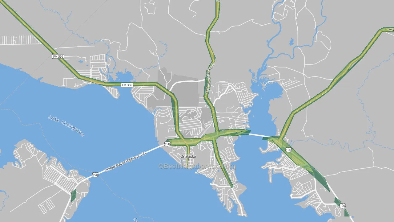 77360, TX Map of Noise Levels in 77360