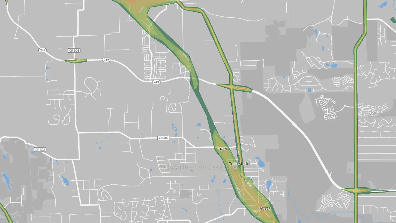 77363, TX Map of Noise Levels in 77363