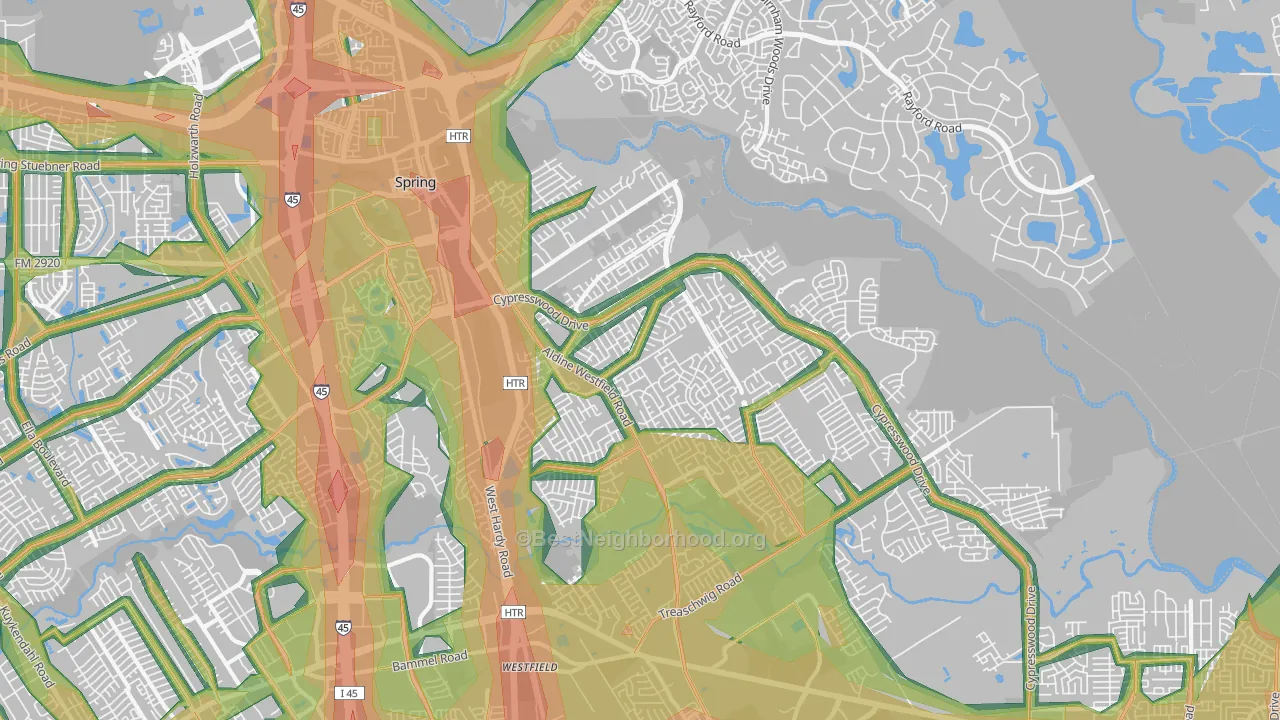 77373, TX Map of Noise Levels in 77373