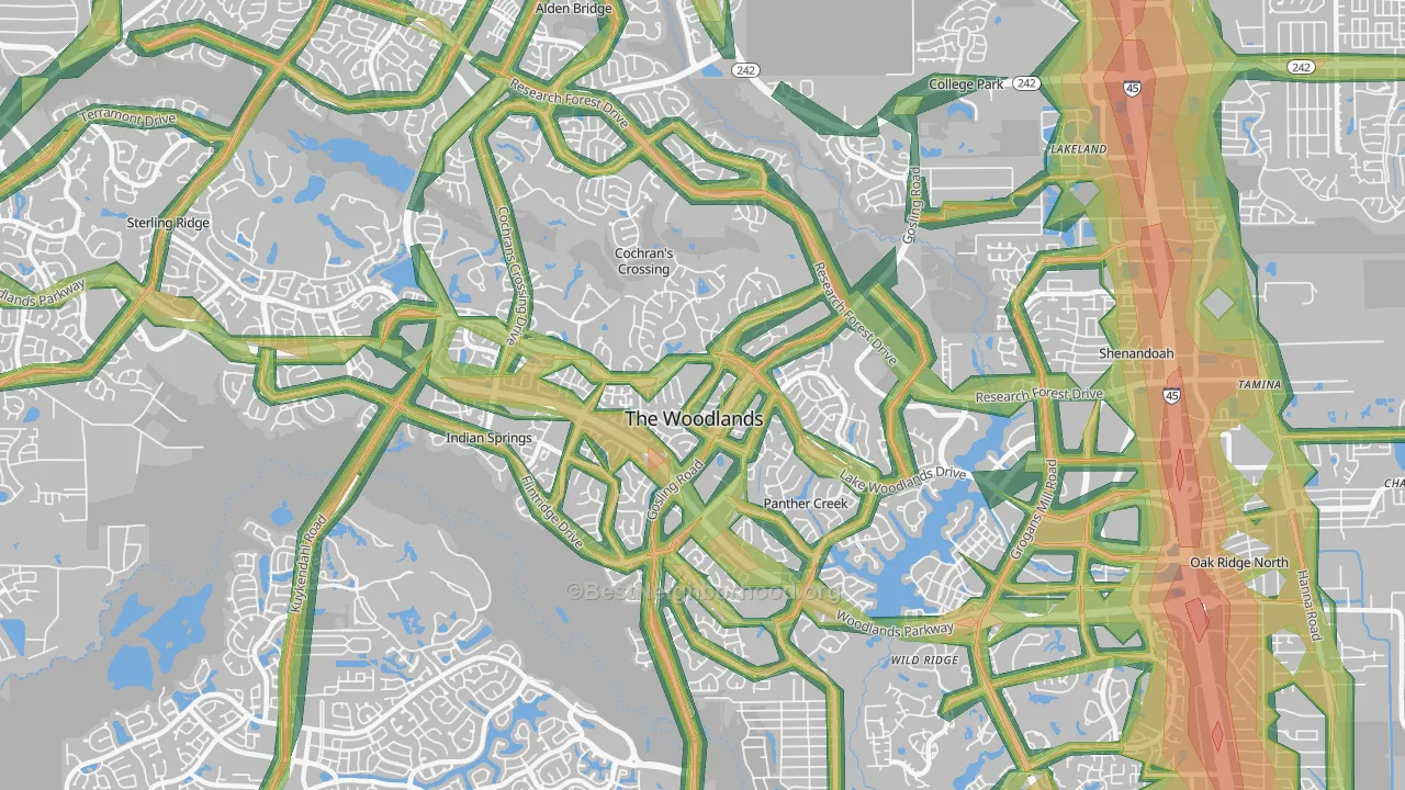 77381, TX Map of Noise Levels in 77381