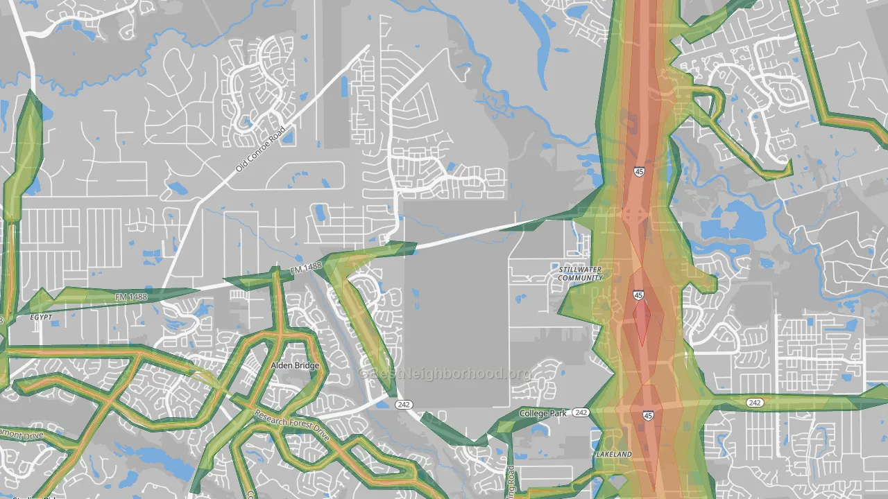 77384, TX Map of Noise Levels in 77384