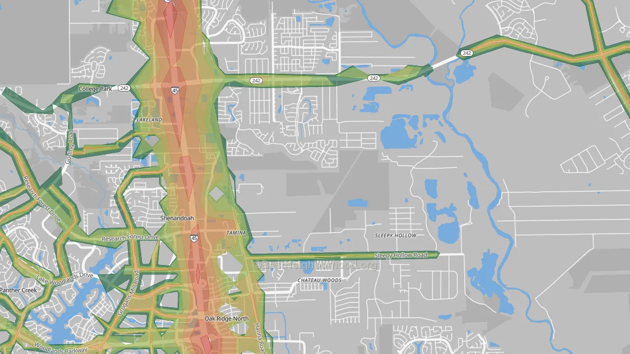 77385, TX Map of Noise Levels in 77385