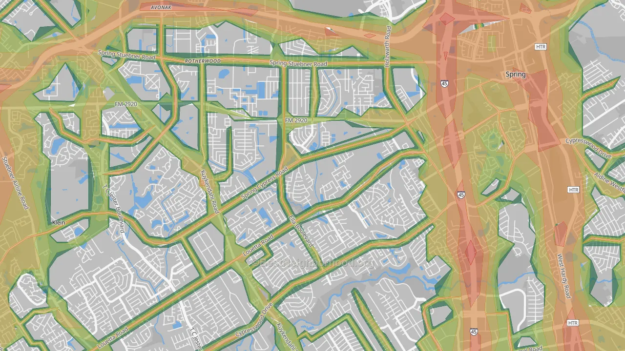 77388, TX Map of Noise Levels in 77388