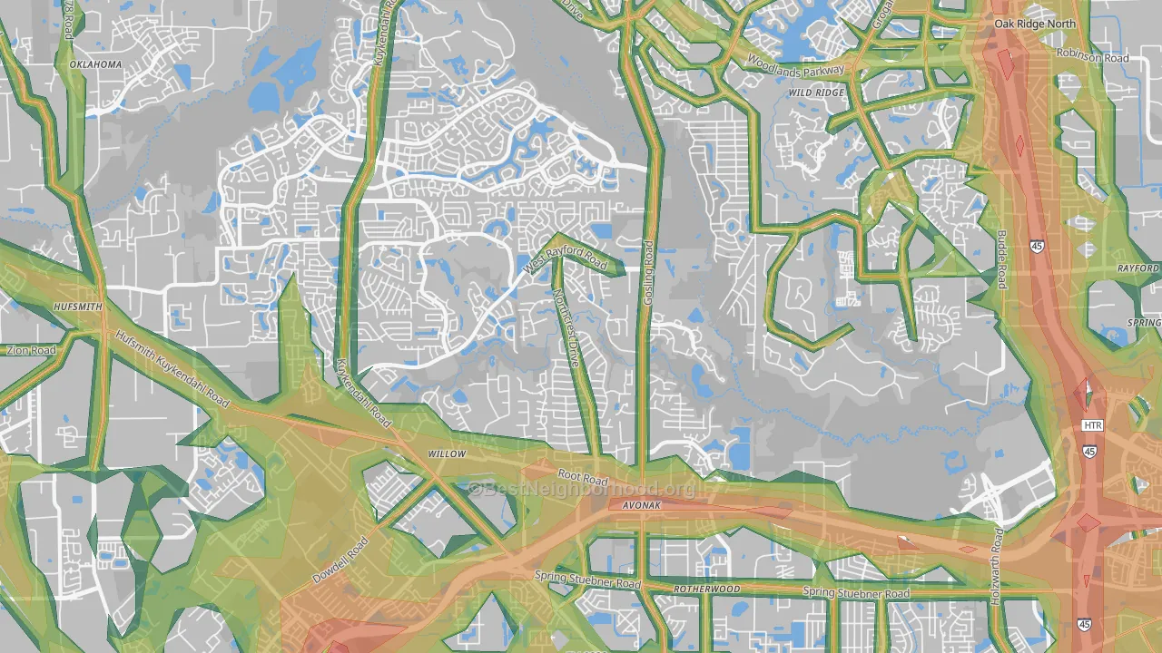 77389, TX Map of Noise Levels in 77389