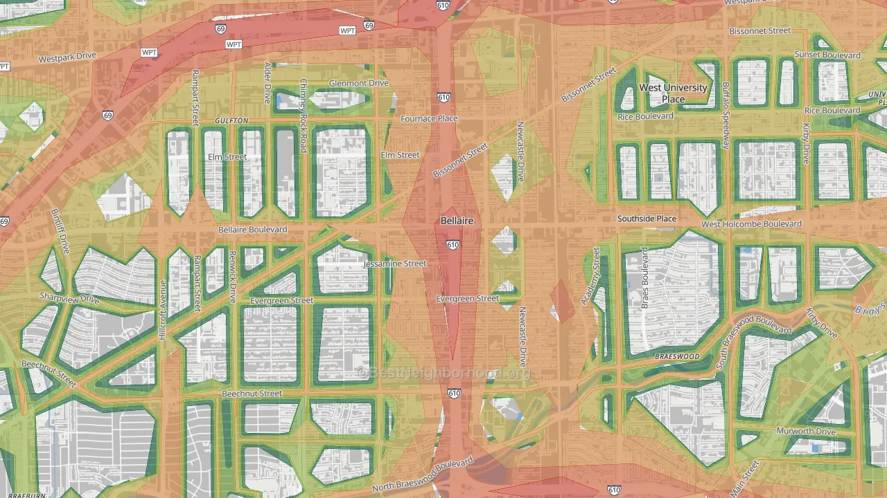 77401, TX Map of Noise Levels in 77401