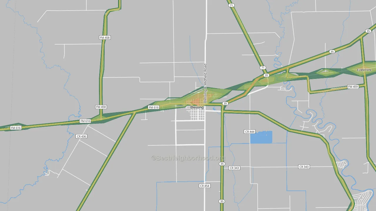 77419, TX Map of Noise Levels in 77419