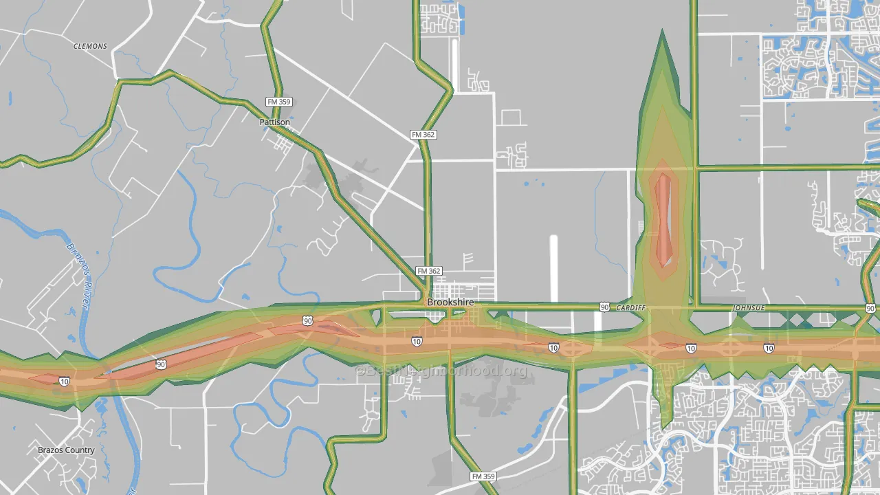 77423, TX Map of Noise Levels in 77423