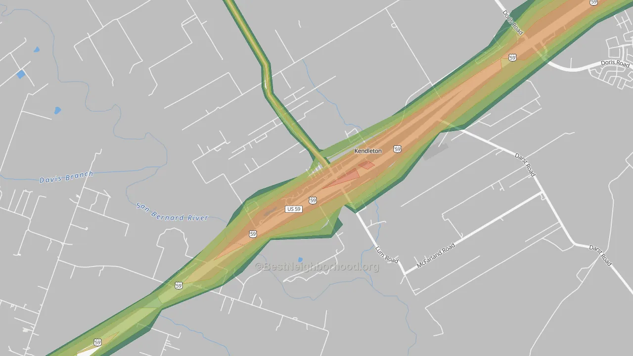 77451, TX Map of Noise Levels in 77451