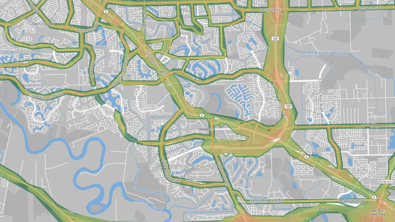 77459, TX Map of Noise Levels in 77459