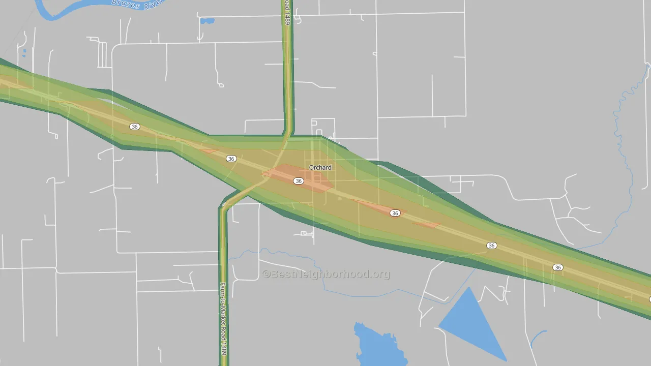 77464, TX Map of Noise Levels in 77464