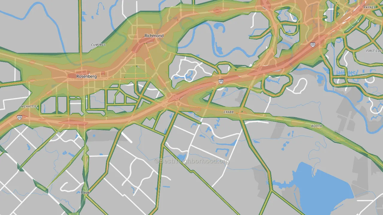 77469, TX Map of Noise Levels in 77469